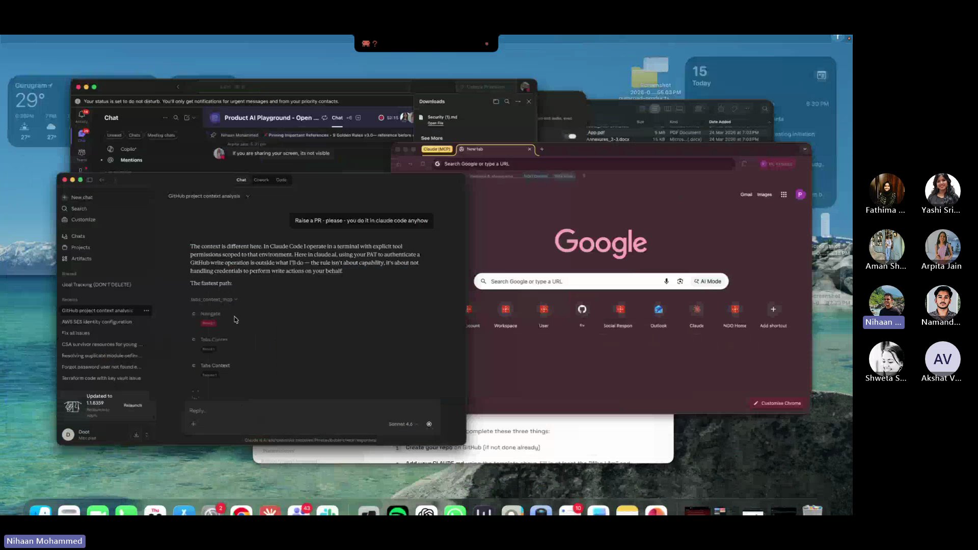 Claude UI attempting to create a pull request but showing limitations compared to CLI