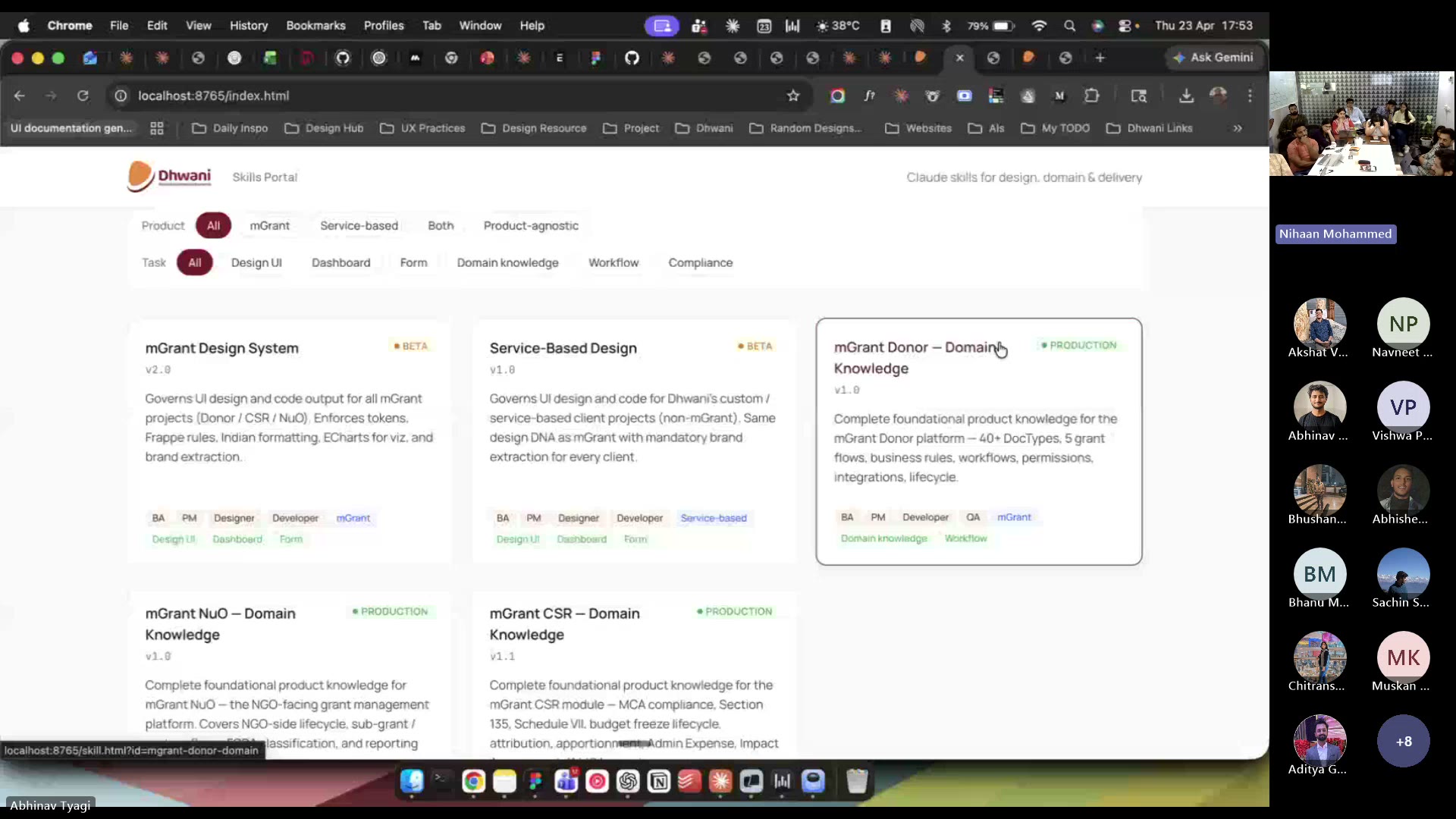 Abhinav Tyagi&rsquo;s Dhwani Skills Portal — a filterable marketplace of design, domain and delivery skills